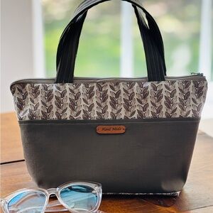 Hand Crafted Forest Green Leaf Pattern Tote